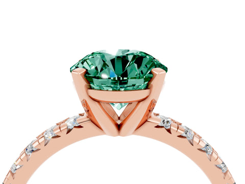 Rose gold Round Cut Solitaire Pave Diamond Engagement Ring with Four-Prong Setting_4