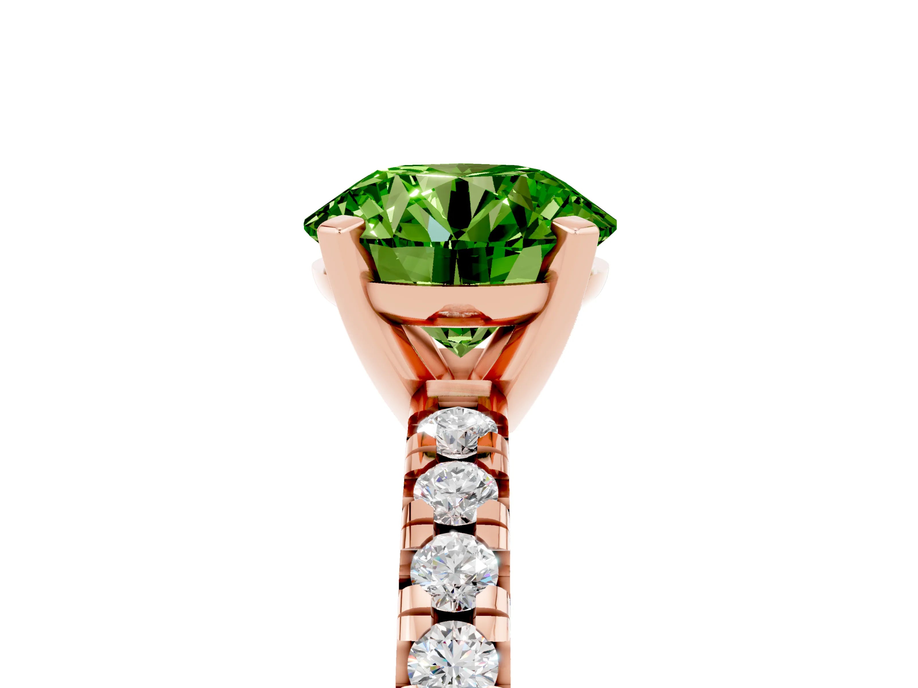 Rose gold Round Cut Solitaire Pave Diamond Engagement Ring with Four-Prong Setting_5
