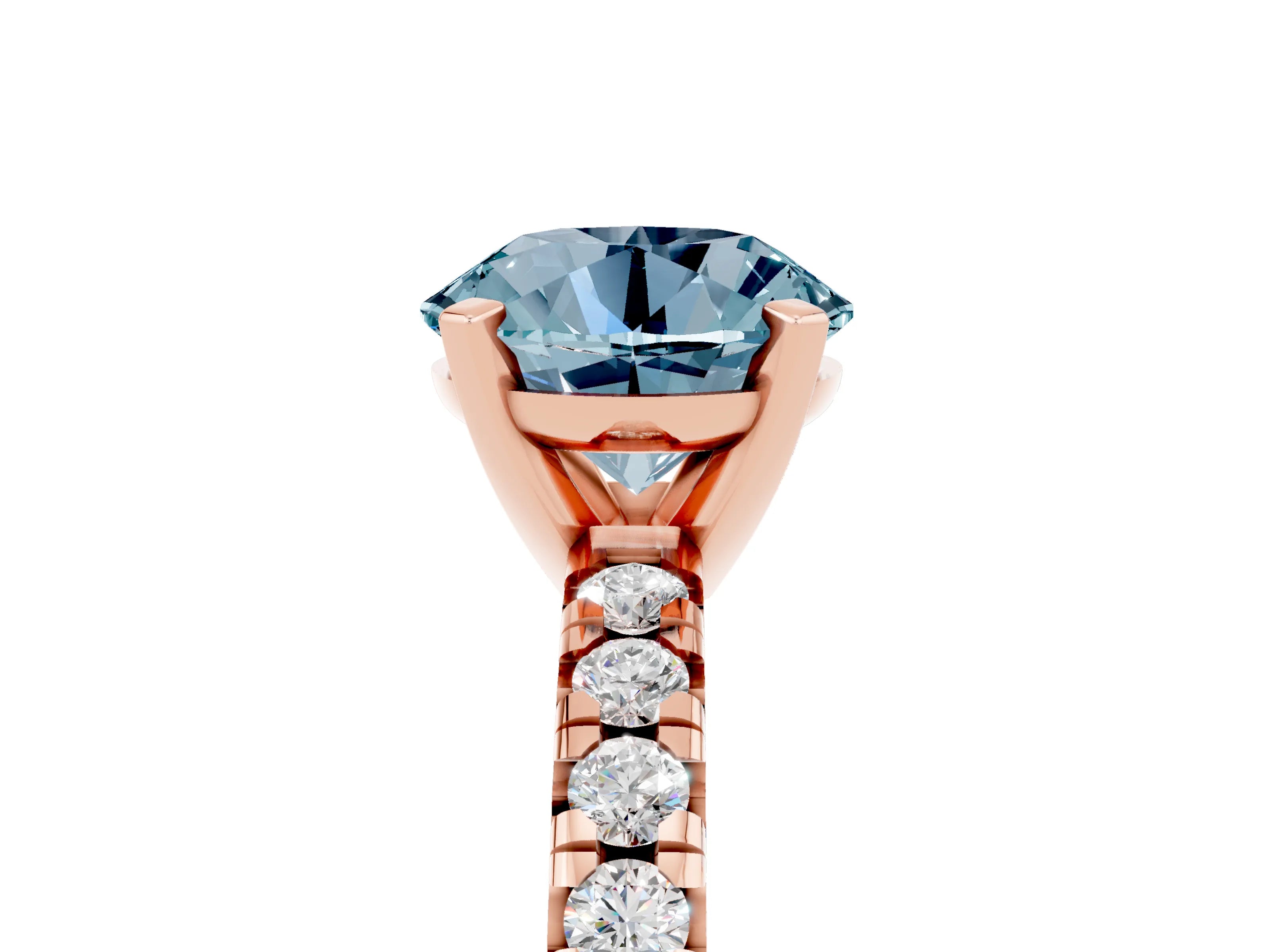 Rose gold Round Cut Solitaire Pave Diamond Engagement Ring with Four-Prong Setting_5