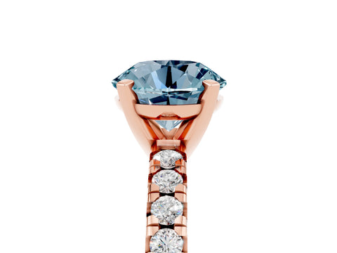 Rose gold Round Cut Solitaire Pave Diamond Engagement Ring with Four-Prong Setting_5