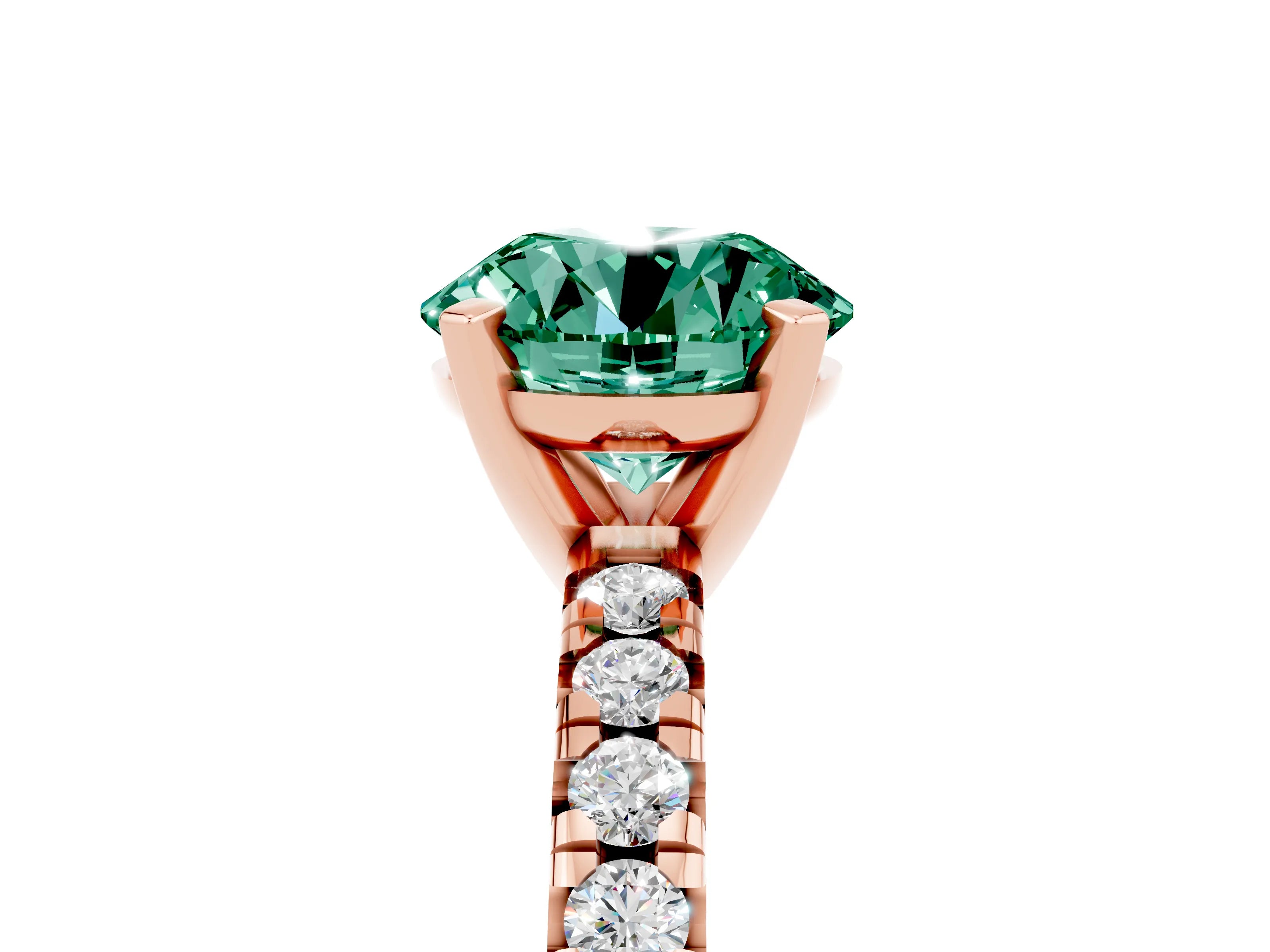 Rose gold Round Cut Solitaire Pave Diamond Engagement Ring with Four-Prong Setting_5