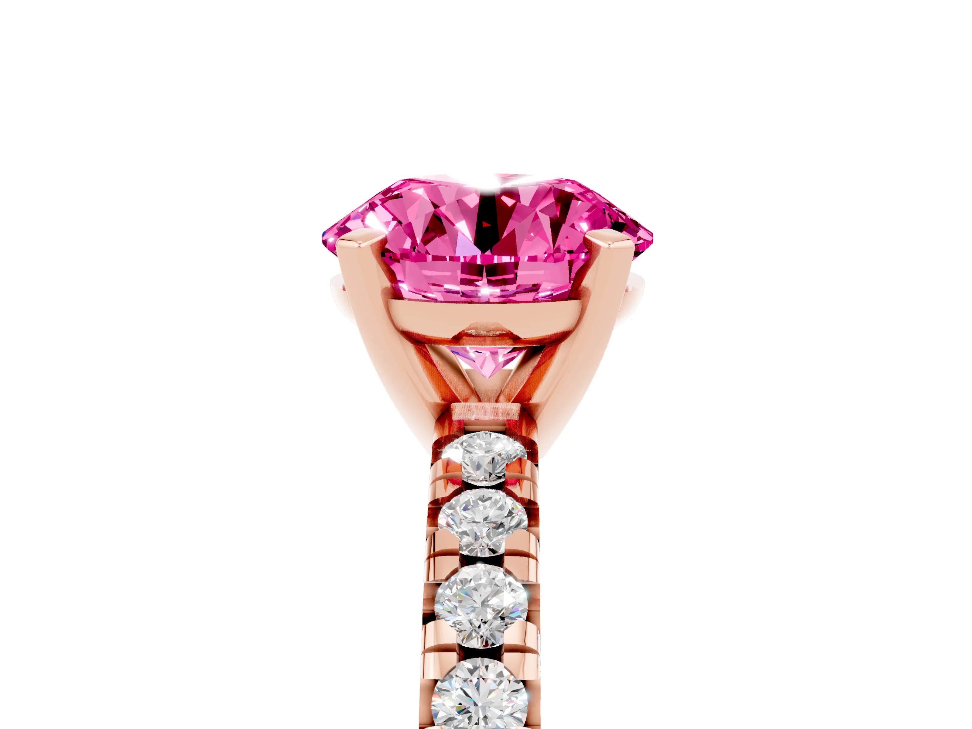 Rose gold Round Cut Solitaire Pave Diamond Engagement Ring with Four-Prong Setting_5