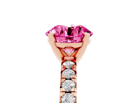Rose gold Round Cut Solitaire Pave Diamond Engagement Ring with Four-Prong Setting_5