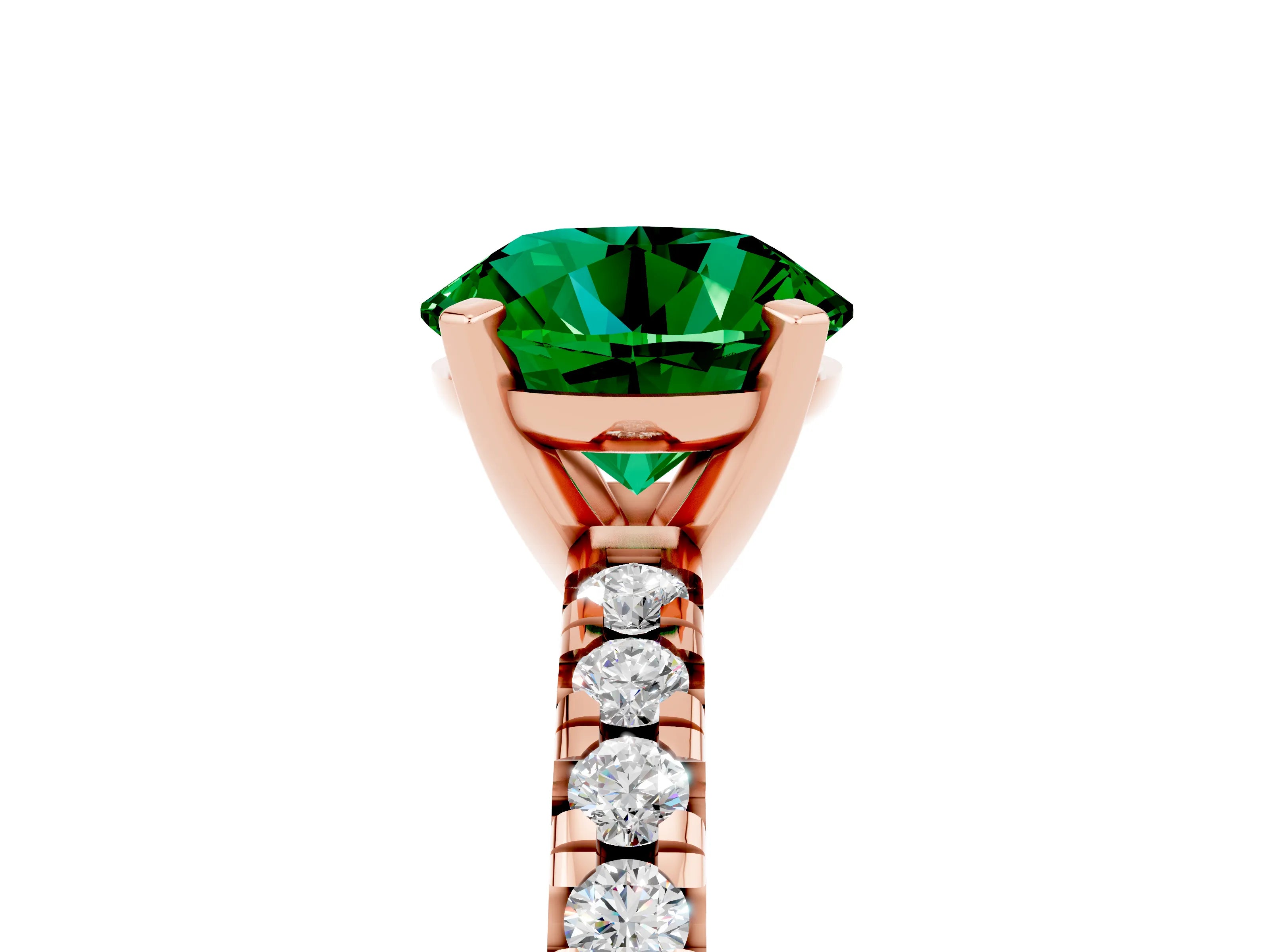Rose gold Round Cut Solitaire Pave Diamond Engagement Ring with Four-Prong Setting_5