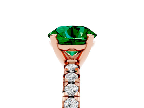 Rose gold Round Cut Solitaire Pave Diamond Engagement Ring with Four-Prong Setting_5
