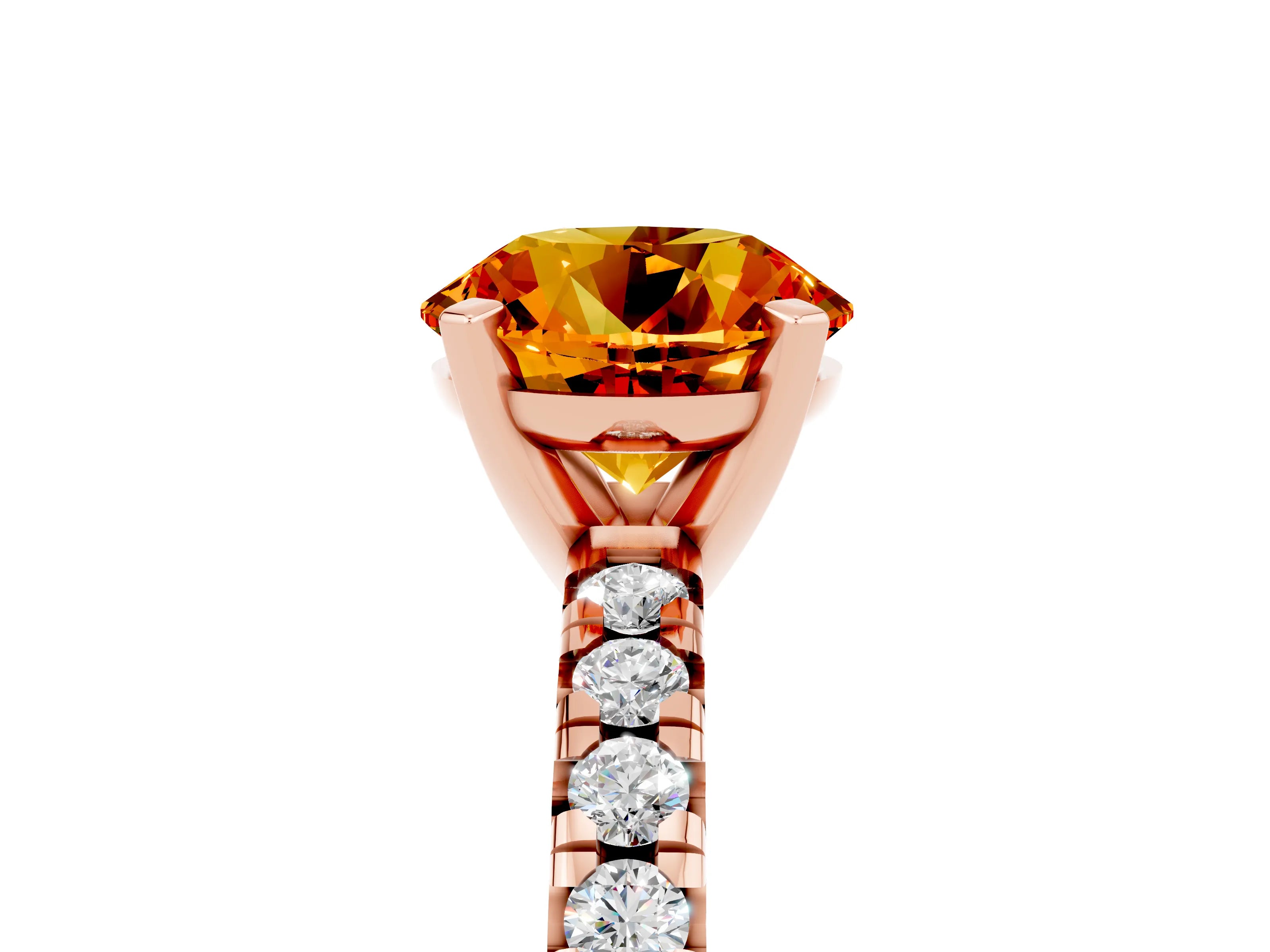 Rose gold Round Cut Solitaire Pave Diamond Engagement Ring with Four-Prong Setting_5