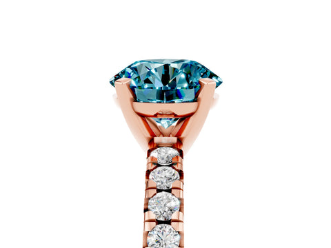 Rose gold Round Cut Solitaire Pave Diamond Engagement Ring with Four-Prong Setting_5