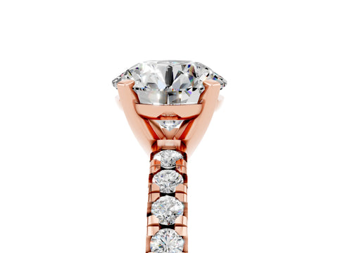 Rose gold Round Cut Solitaire Pave Diamond Engagement Ring with Four-Prong Setting_5