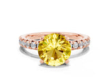 Rose gold Round Cut Solitaire Pave Diamond Engagement Ring with Four-Prong Setting