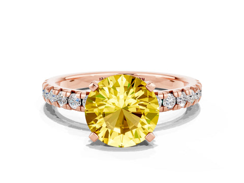 Rose gold Round Cut Solitaire Pave Diamond Engagement Ring with Four-Prong Setting