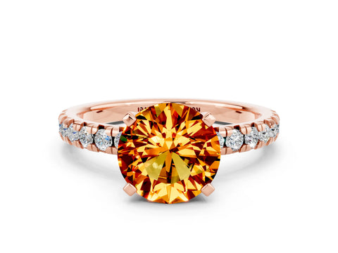 Rose gold Round Cut Solitaire Pave Diamond Engagement Ring with Four-Prong Setting
