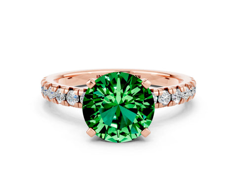 Rose gold Round Cut Solitaire Pave Diamond Engagement Ring with Four-Prong Setting