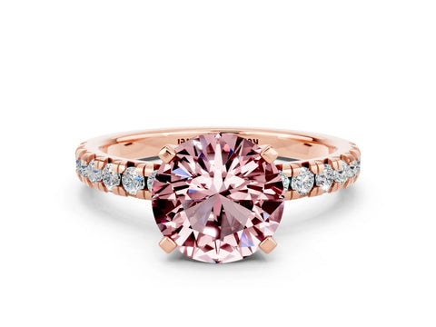 Rose gold Round Cut Solitaire Pave Diamond Engagement Ring with Four-Prong Setting