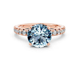 Rose gold Round Cut Solitaire Pave Diamond Engagement Ring with Four-Prong Setting