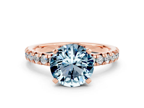 Rose gold Round Cut Solitaire Pave Diamond Engagement Ring with Four-Prong Setting