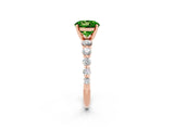 Rose gold Round Cut Solitaire Peridot Ring with Pave Band and Four-Prong Setting_2