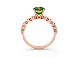 Rose gold Round Cut Solitaire Peridot Ring with Pave Band and Four-Prong Setting_3