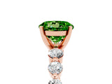 Rose gold Round Cut Solitaire Peridot Ring with Pave Band and Four-Prong Setting_5