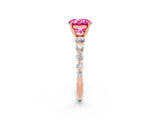 Rose gold Round Cut Solitaire Pink Sapphire Ring with Pave Band and Four-Prong Setting_26