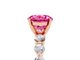 Rose gold Round Cut Solitaire Pink Sapphire Ring with Pave Band and Four-Prong Setting_29