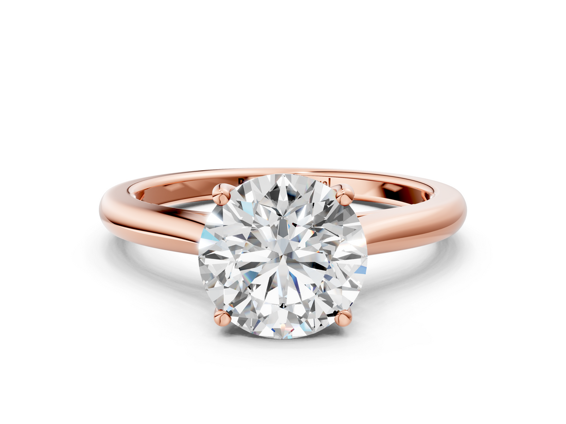 Rose gold Round Cut Solitaire Ring with Cathedral Band and Four-Prong Setting_85