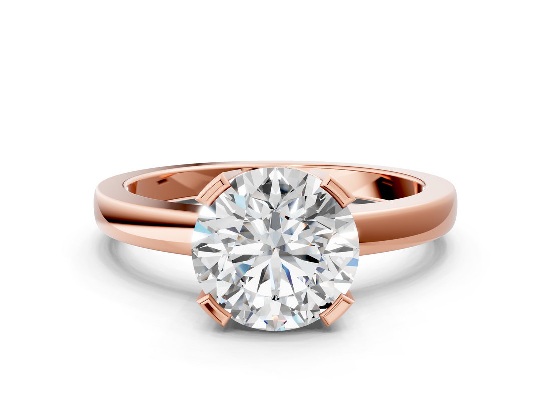 Rose gold Round Cut Solitaire Ring with Four-Prong Setting and Classic Band_40