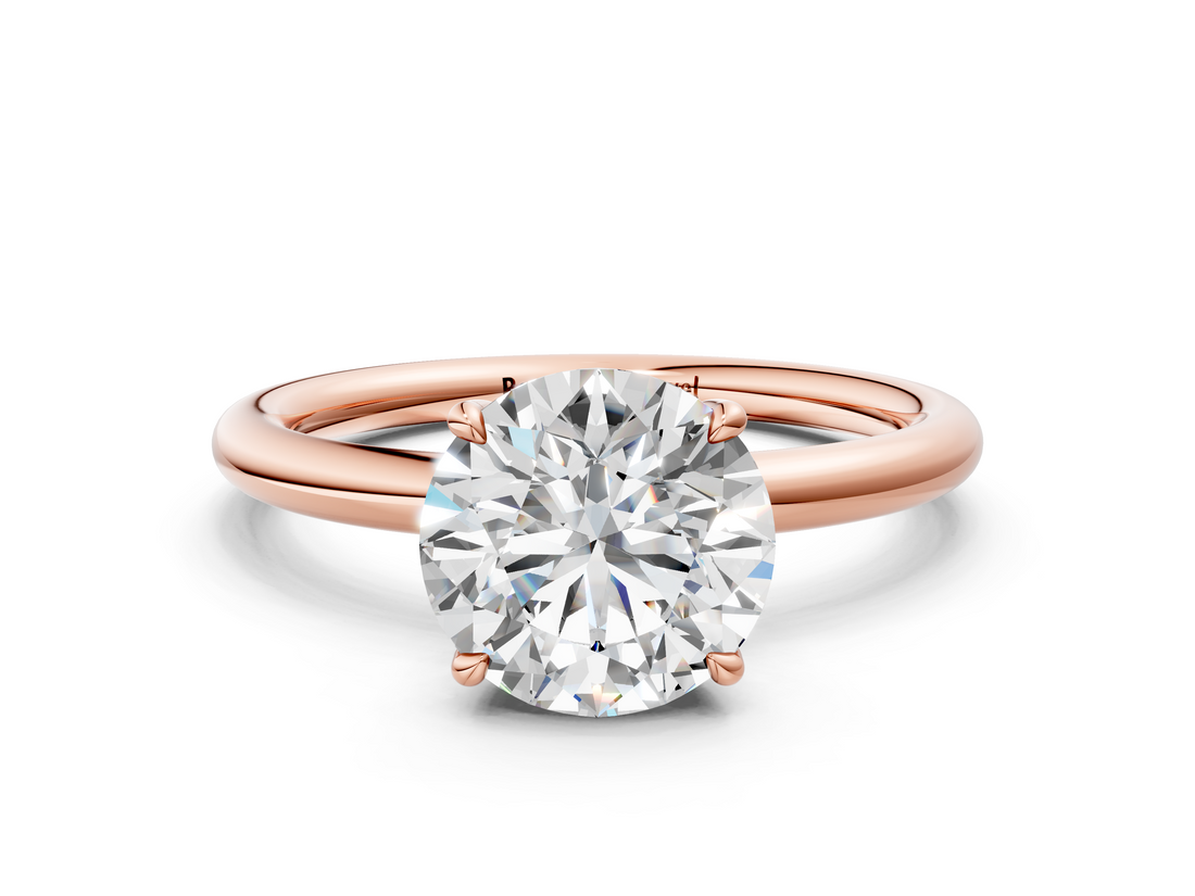 Rose gold Round Cut Solitaire Ring with Thin Band and Four-Prong Setting_34
