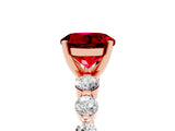 Rose gold Round Cut Solitaire Ruby Ring with Pave Band and Four-Prong Setting_5