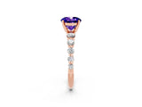Rose gold Round Cut Solitaire Tanzanite Ring with Pave Band and Four-Prong Setting_2