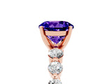 Rose gold Round Cut Solitaire Tanzanite Ring with Pave Band and Four-Prong Setting_5