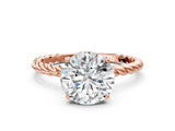 Rose gold Round Cut Solitaire Twisted Band 4-Prong Ring_15
