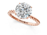 Rose gold Round Cut Solitaire Twisted Band 4-Prong Ring_16