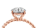 Rose gold Round Cut Solitaire Twisted Band 4-Prong Ring_19