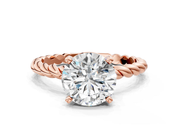 Rose gold Round Cut Solitaire Twisted Band with Four-Prong Setting