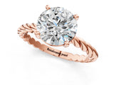 Rose gold Round Cut Solitaire Twisted Band with Four-Prong Setting_128