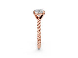 Rose gold Round Cut Solitaire Twisted Band with Four-Prong Setting_129