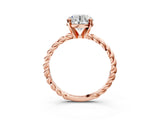 Rose gold Round Cut Solitaire Twisted Band with Four-Prong Setting_130