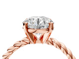 Rose gold Round Cut Solitaire Twisted Band with Four-Prong Setting_131
