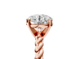 Rose gold Round Cut Solitaire Twisted Band with Four-Prong Setting_132