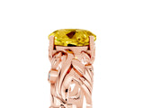 Rose gold Round Cut Solitaire Yellow Sapphire Leaf-Inspired Vine Band Ring with Prong Setting_29