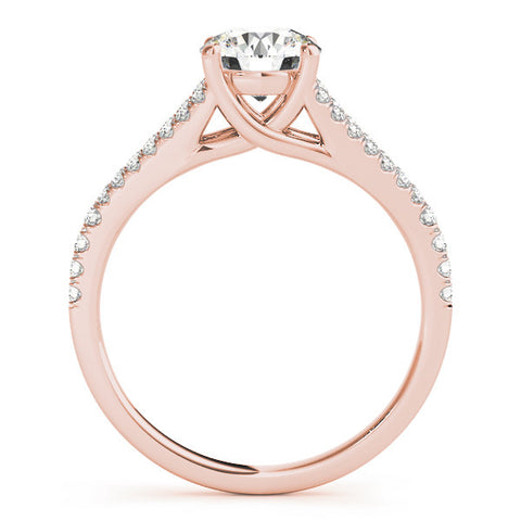 Rose gold Round Cut Split Shank Pave Diamond Engagement Ring with Four-Prong Setting 2