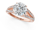 Rose gold Round Cut Split Shank Pave Diamond Engagement Ring with Four-Prong Setting_32