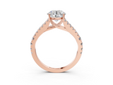 Rose gold Round Cut Split Shank Pave Diamond Engagement Ring with Four-Prong Setting_34