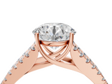 Rose gold Round Cut Split Shank Pave Diamond Engagement Ring with Four-Prong Setting_35