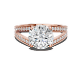 Rose gold Round Cut Split Shank Pave Diamond Ring with Four-Prong Setting_50