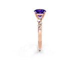 Rose gold Round Cut Tanzanite Cluster Side Stone Solitaire Ring with Prong Setting_26