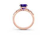 Rose gold Round Cut Tanzanite Cluster Side Stone Solitaire Ring with Prong Setting_27
