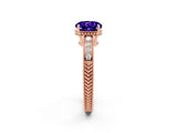 Rose gold Round Cut Tanzanite Engagement Ring with Milgrain Channel Set Band and Prong Setting_2