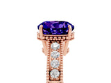 Rose gold Round Cut Tanzanite Engagement Ring with Milgrain Channel Set Band and Prong Setting_5
