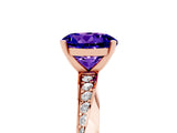 Rose gold Round Cut Tanzanite Engagement Ring with Side Stone Accents and Four-Prong Setting_32